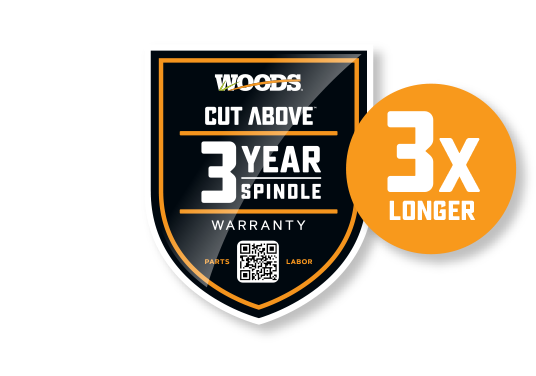 Woods® CUT ABOVE 3 Year Spindle Warranty