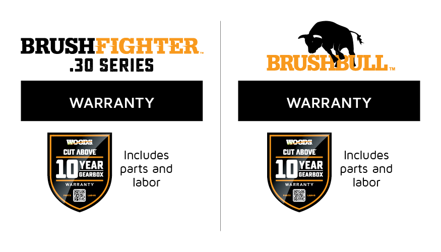 BrushFighter .30 Series vs. BrushBull Warranty both are 10 Years