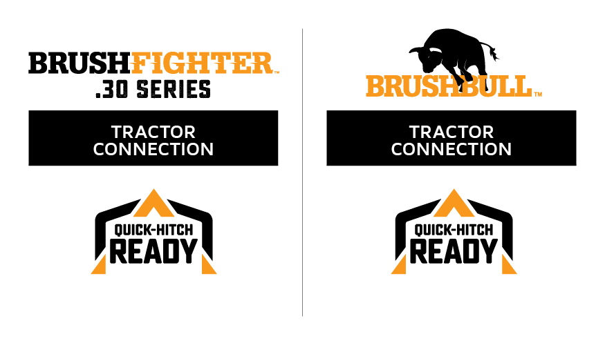 BrushFighter .30 Series vs. BrushBull Tractor Connection - Both Quick-hitch Ready
