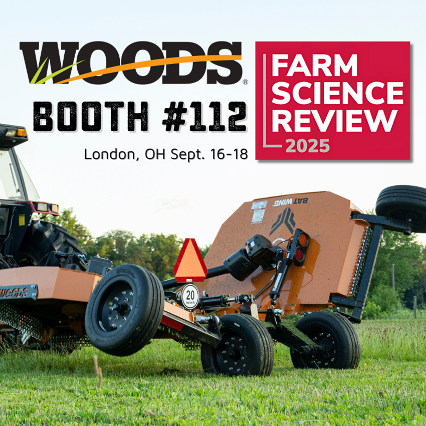 Come see the all-new Woods® DirtBreaker™ tiller line and all-new Woods® Batwing® BW12.40 cutter at the 2025 Farm Science Review