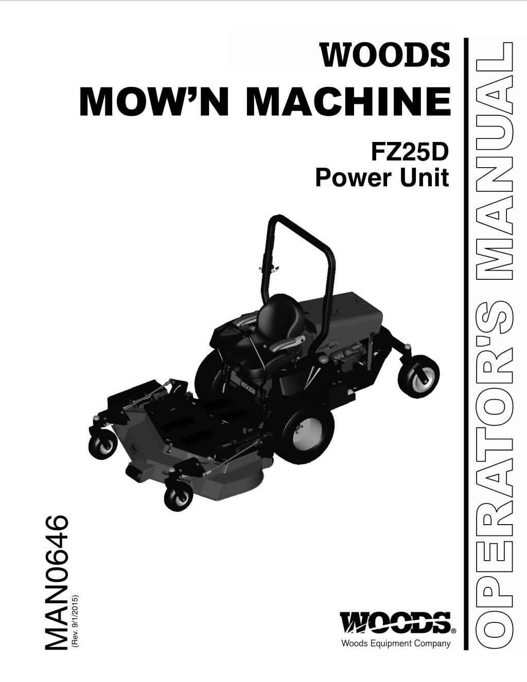 DRAWER 1 Woods Side Discharge Mow'n Machine Operators Manual DT 44 48 52 61 